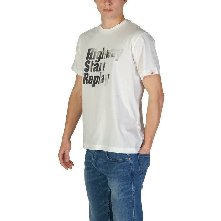 Replay T-Shirt Uomo Bianca Manica Corta Scollo Tondo 100% Cotone Primavera/Estate M3035.000.2660