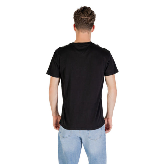 Tommy Hilfiger Jeans T-Shirt Uomo Nera Stampa Maniche Corte Scollo Tondo Cotone Organico 100% DM0DM20744