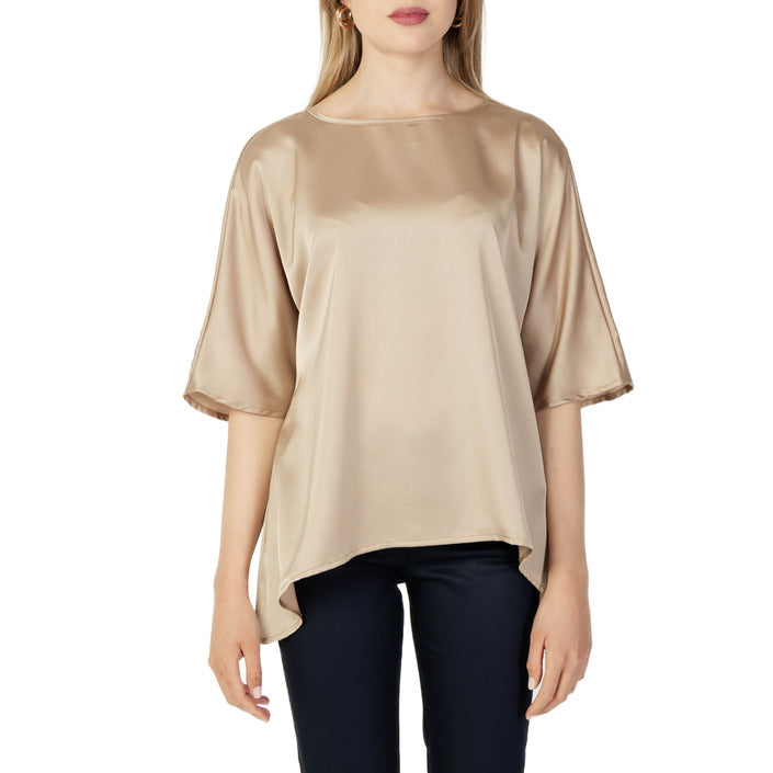 Sandro Ferrone Blusa Donna Fucsia Monocromo Scollo Barca 100% Poliestere Primavera/Estate S22XBBLACERATO