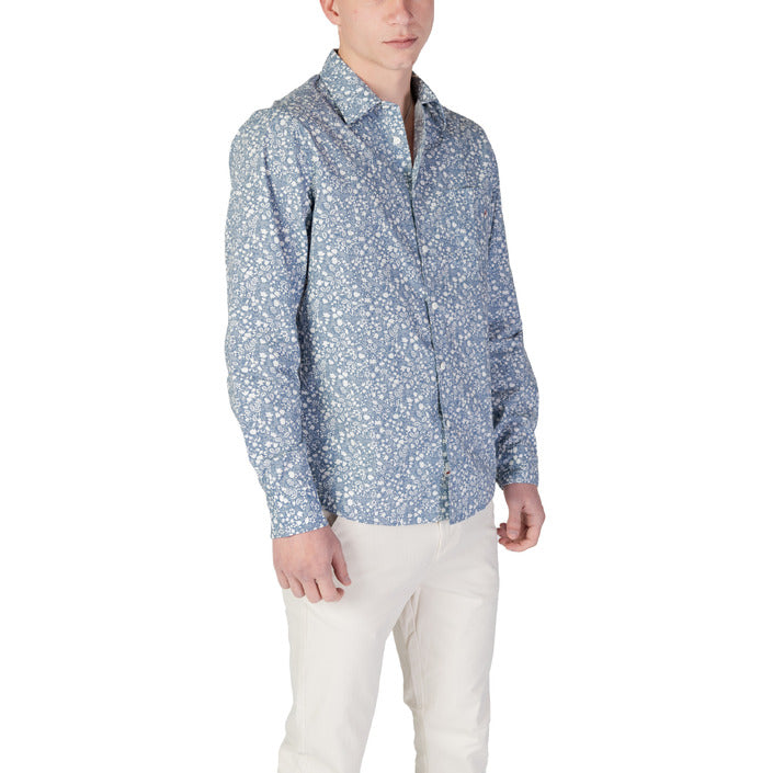 Replay Camicia Uomo Azzurro Floreale Manica Lunga Bottoni Colletto Classico 100% Cotone Primavera/Estate M4148.000.75020