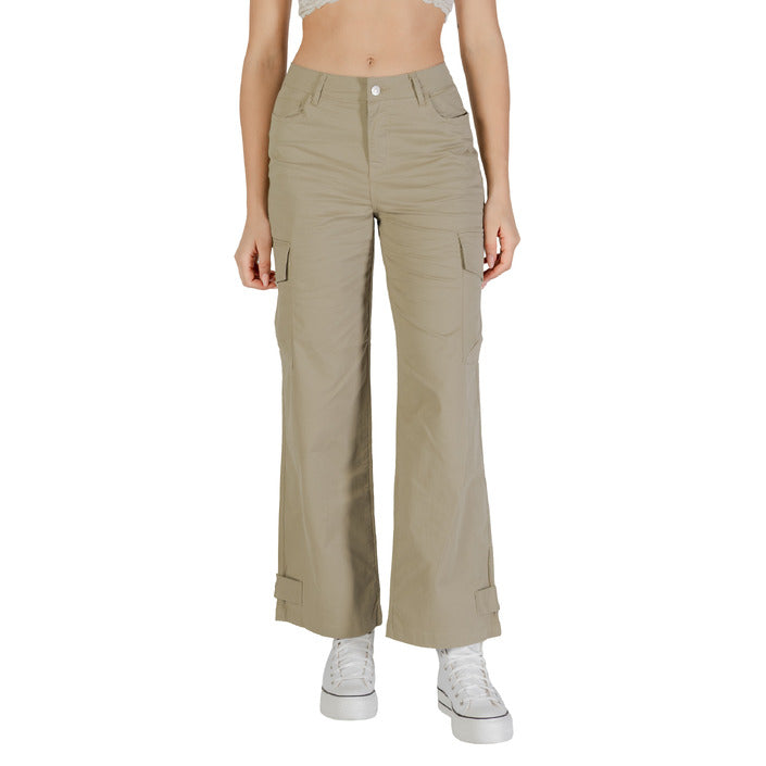 Only Pantaloni Donna Beige Zip e Bottone 98% Cotone 2% Elastan Primavera/Estate 15340493