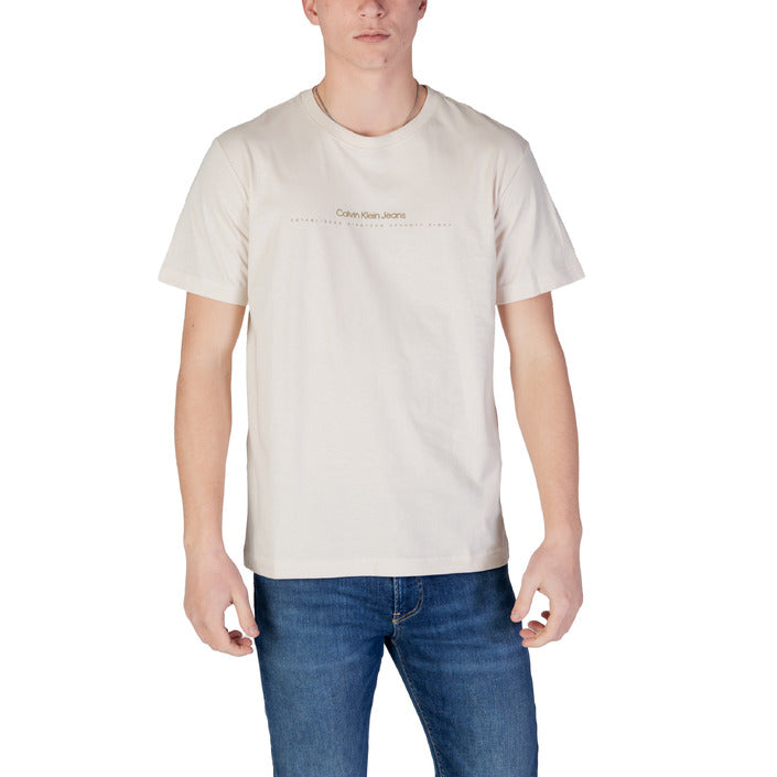 Calvin Klein Jeans T-Shirt Uomo Verde Monocromo Manica Corta Scollo Tondo 100% Cotone Primavera/Estate J30J327075