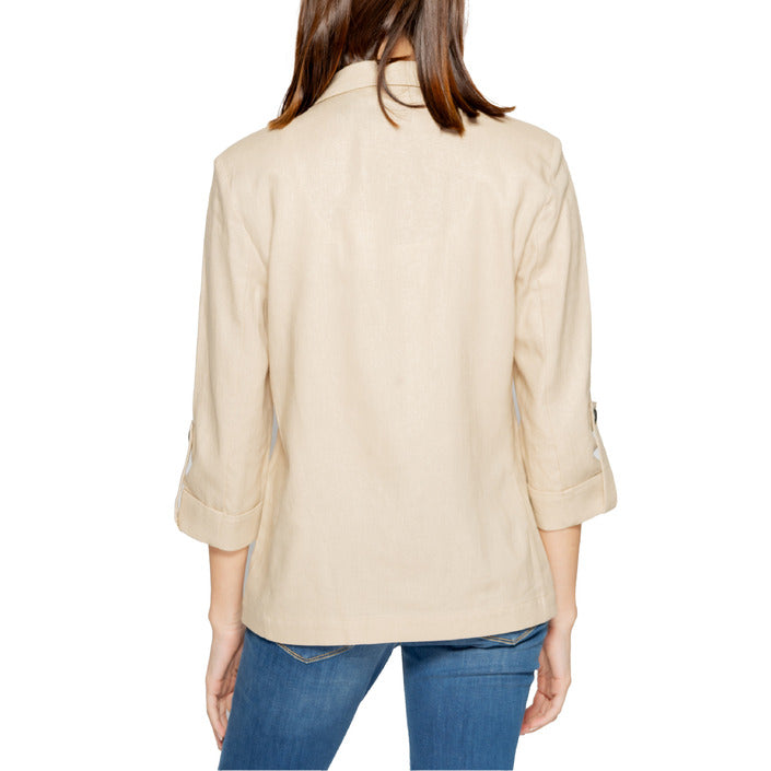 Only Giacca Donna Beige Monocromo Cerniera Maniche 3/4 Tasche Anteriori 55% Lino 45% Viscosa Primavera/Estate 15312199