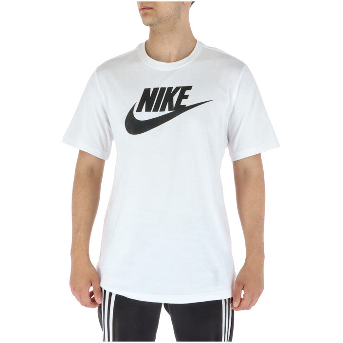 Nike T-Shirt Uomo Bianca Stampa Manica Corta Scollo Tondo 100% Cotone Primavera/Estate AR5004