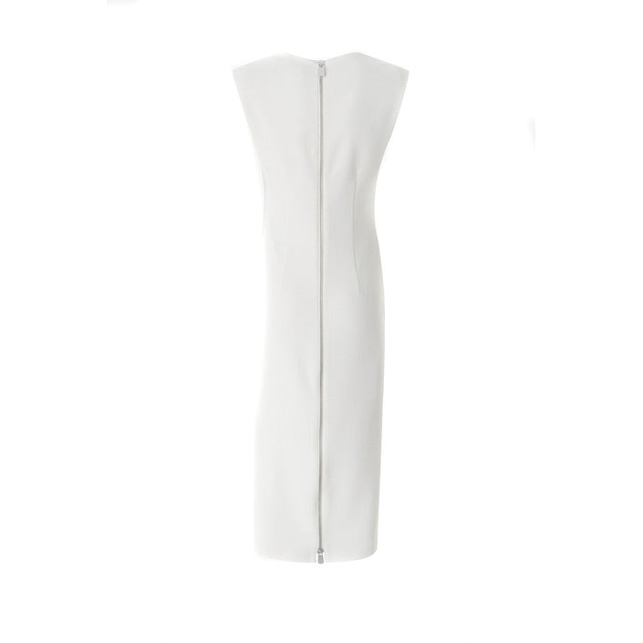 Pinko Abito Midi Donna Bianco Smanicato con Cerniera Scollo Quadrato in Poliestere 94% Elastan 6% V_32082