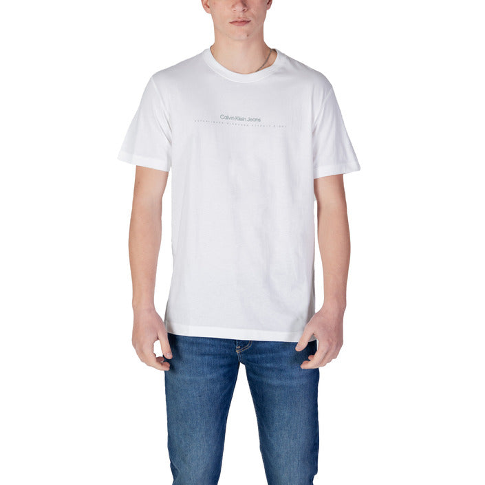 Calvin Klein Jeans T-Shirt Uomo Verde Monocromo Manica Corta Scollo Tondo 100% Cotone Primavera/Estate J30J327075