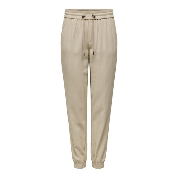 Only Pantaloni Donna Beige Monocromo Lacci Tasche Anteriori e Posteriori 92% Viscosa 8% Poliestere Primavera/Estate 15203946