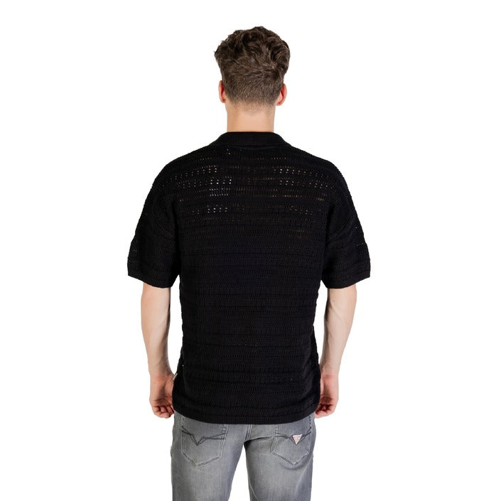 Only & Sons Maglia Uomo Nera con Maniche Corte Scollo a V in Cotone 100% Autunno/Inverno 22031835