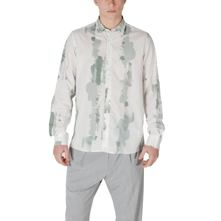 Antony Morato Camicia Uomo Verde Colorato Manica Lunga Bottoni Scollo Tondo Colletto Classico 50% Cotone 50% Viscosa Primavera/Estate MMSL00614-FA430644