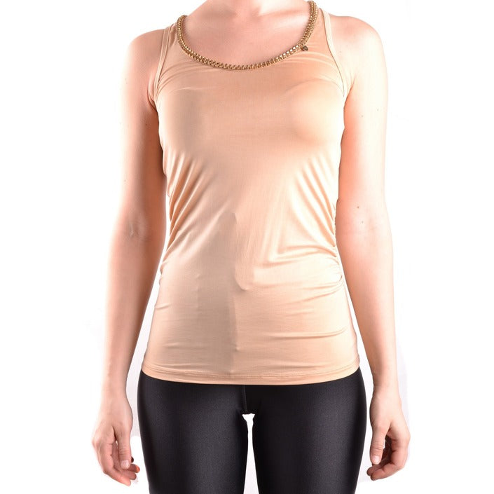 Elisabetta Franchi Canotta Donna Beige Monocromo Smanicato Scollo Tondo 92% Cupro 8% Elastan Primavera/Estate B_30003