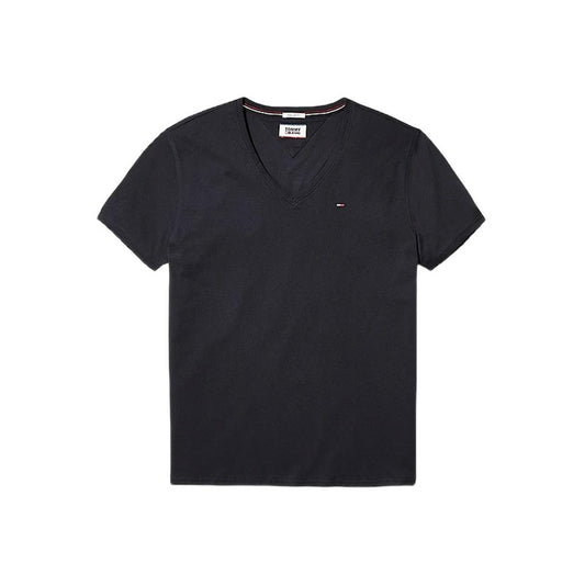 Tommy Hilfiger Jeans T-Shirt Uomo Nera Monocromo Manica Corta Scollo Tondo 100% Cotone Primavera/Estate DM0DM04410