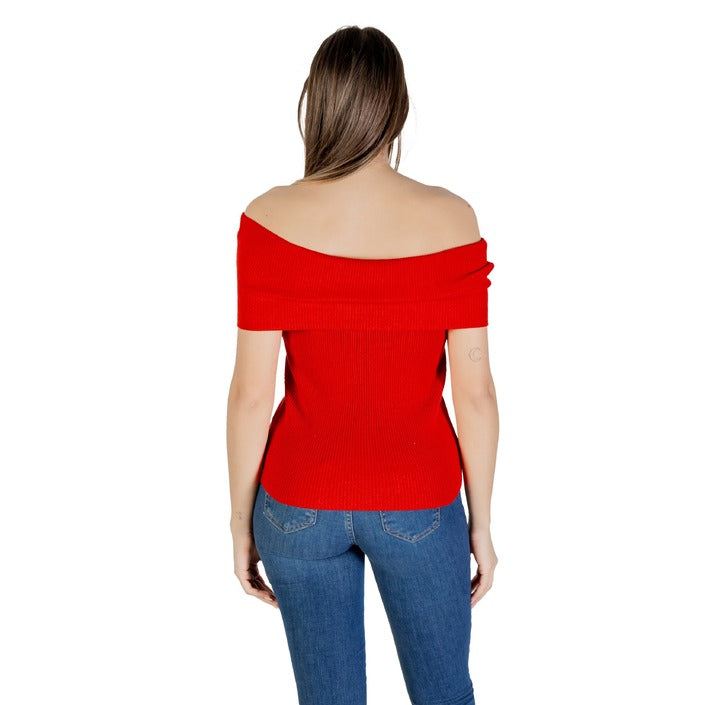 Only T-Shirt Donna Rossa Smanicato Scollo a Barca 50% Cotone 50% Poliestere Primavera/Estate 15341690