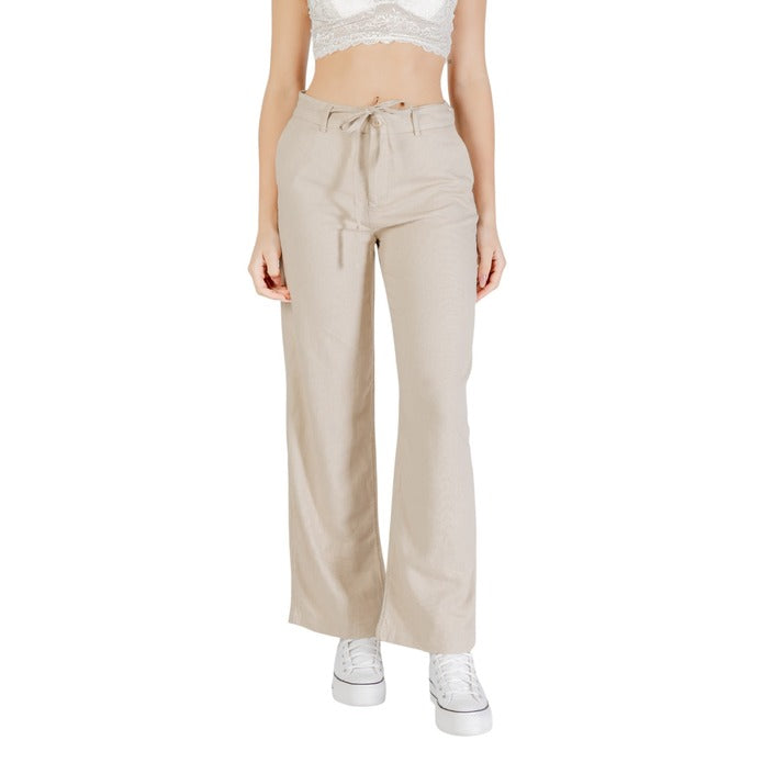 Only Pantaloni Donna Verde Zip e Bottone 70% Viscosa 30% Lino Primavera/Estate 15338710