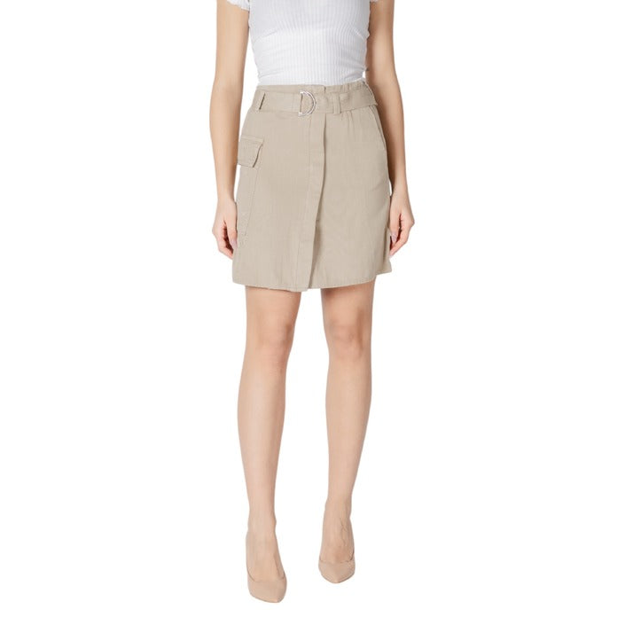 Vila Clothes Gonna Donna Beige Tasche Laterali Cotone 100% Primavera Estate 14103599