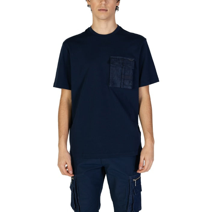 Antony Morato T-Shirt Uomo Blu Monocromo Manica Lunga Scollo Tondo 100% Cotone Autunno/Inverno MMKS02462-FA100239