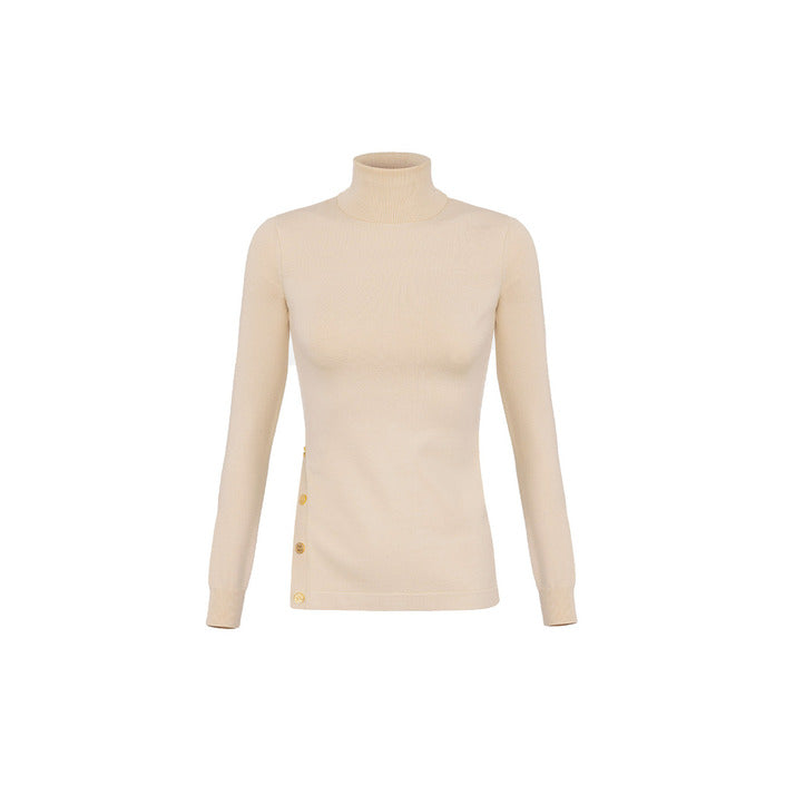 Elisabetta Franchi Maglia Donna Bianca in 76% Viscosa 24% Poliestere a Manica Lunga con Scollo Alto Autunno/Inverno V_31846