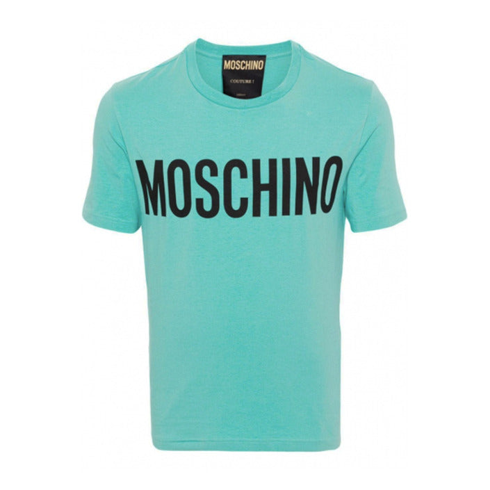 Moschino T-Shirt Uomo Azzurra Stampa Manica Corta Scollo Tondo 100% Cotone Primavera/Estate V_30987