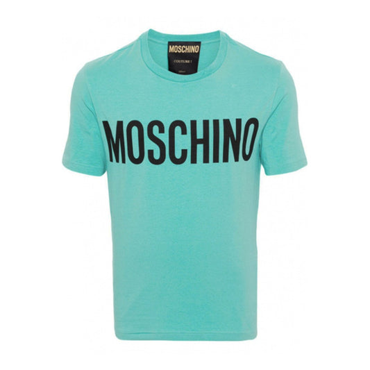 Moschino T-Shirt Uomo Azzurra Stampa Manica Corta Scollo Tondo 100% Cotone Primavera/Estate V_30987