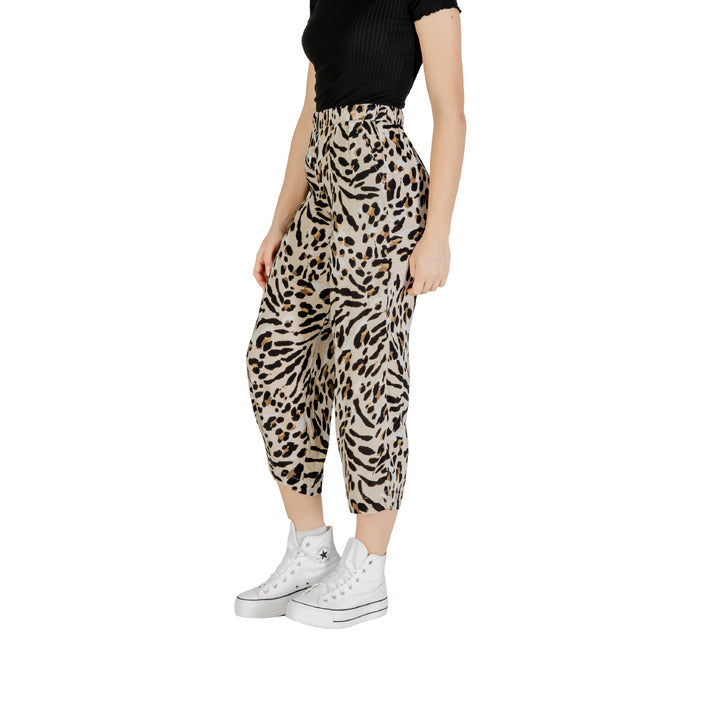 Ichi Pantaloni Donna Beige Leopardata Tasche Anteriori 100% Viscosa Primavera/Estate 20123004