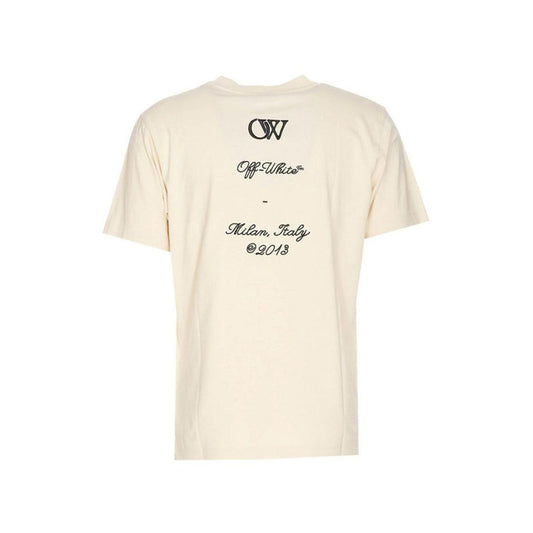 Off-white T-Shirt Uomo Beige Stampa Manica Corta Scollo Tondo 100% Cotone Primavera/Estate BO_2109