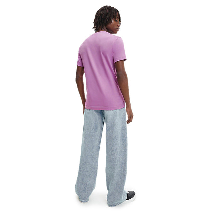 Calvin Klein Jeans T-Shirt Uomo Viola Monocromo Manica Corta Scollo Tondo 100% Cotone Primavera/Estate J30J320595