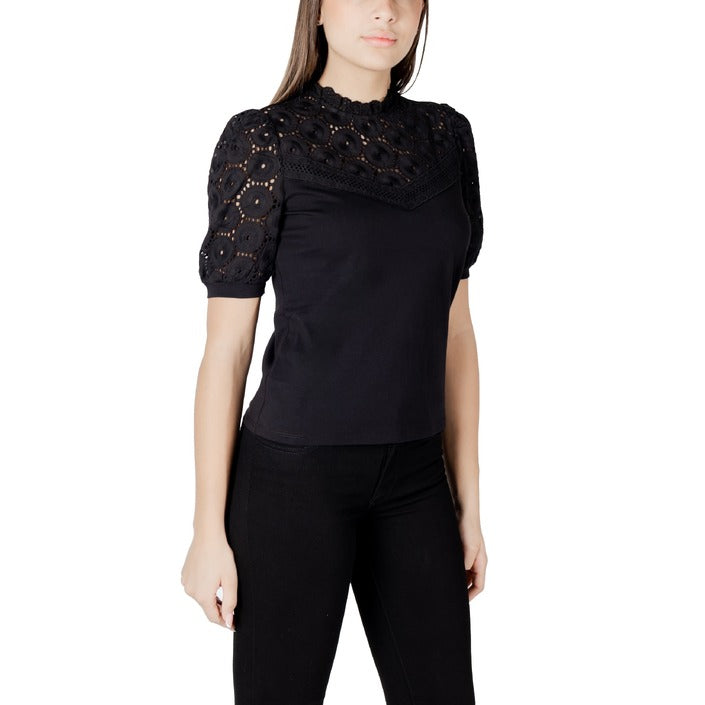 Morgan De Toi Blusa Donna Nero Bottone Scollo Alto 100% Cotone Primavera/Estate 241-DULIE