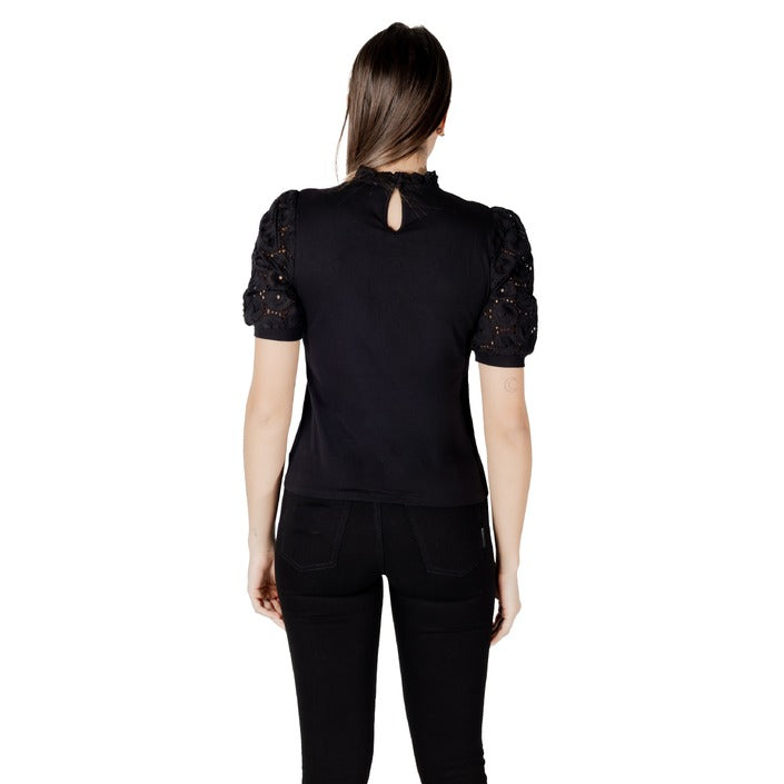 Morgan De Toi Blusa Donna Nero Bottone Scollo Alto 100% Cotone Primavera/Estate 241-DULIE