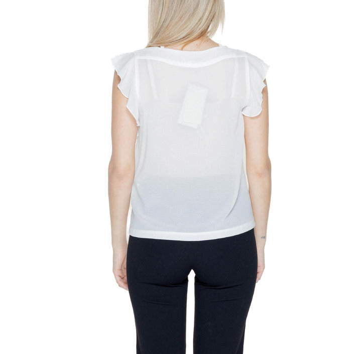 Rinascimento Blusa Donna Bianca in Poliestere 100% Smanicato Scollo Tondo CFC0118792003