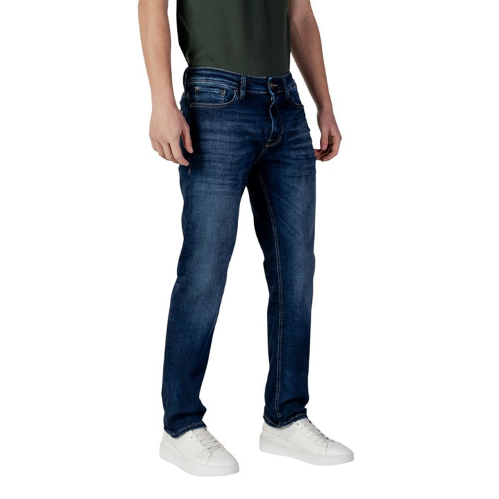 Jack & Jones Jeans Uomo Blu in Cotone Organico 93% Cotone 5% Elastan 2% con Zip e Bottone Tasche Anteriori e Posteriori 12177444