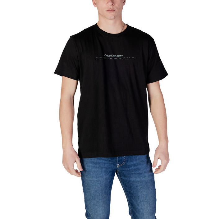 Calvin Klein Jeans T-Shirt Uomo Verde Monocromo Manica Corta Scollo Tondo 100% Cotone Primavera/Estate J30J327075