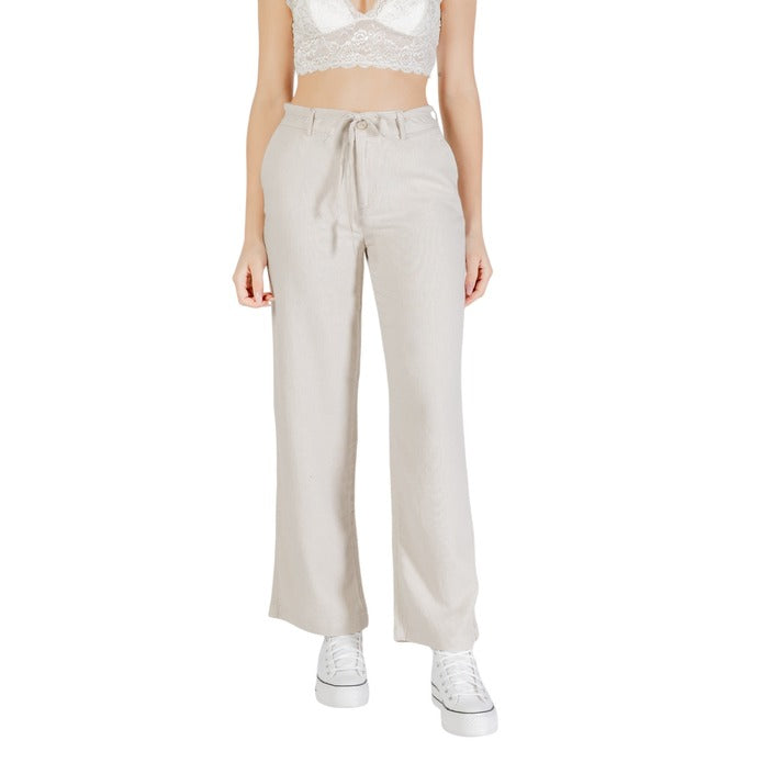 Only Pantaloni Donna Verde Zip e Bottone 70% Viscosa 30% Lino Primavera/Estate 15338710