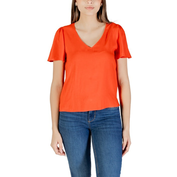 Vero Moda Blusa Manica Corta Donna Beige Floreale Scollo V Viscosa 100% 10307987