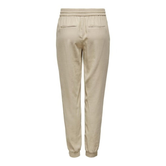 Only Pantaloni Donna Beige Monocromo Lacci Tasche Anteriori e Posteriori 92% Viscosa 8% Poliestere Primavera/Estate 15203946
