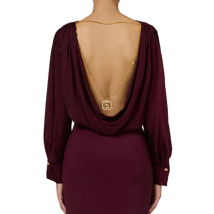 Elisabetta Franchi Women's Long-Sleeved Burgundy Bodysuit - Elegance Luxury