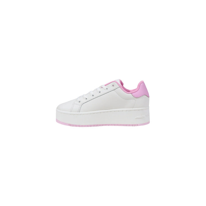 Tommy Hilfiger Jeans Women's Pink Leather Sneakers - Classic American Style
