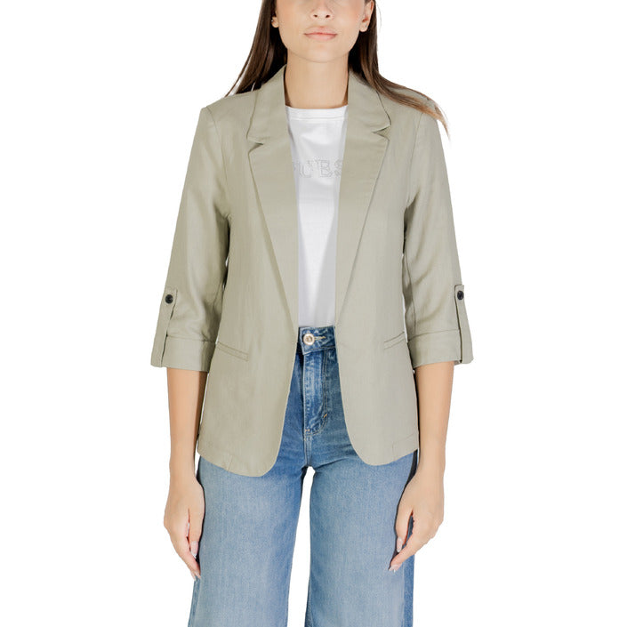 Only Giacca Donna Beige Monocromo Cerniera Maniche 3/4 Tasche Anteriori 55% Lino 45% Viscosa Primavera/Estate 15312199