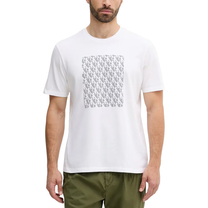 Calvin Klein Jeans T-Shirt Uomo Bianca Stampa Manica Corta Scollo Tondo 100% Cotone Primavera/Estate LV04RC841G