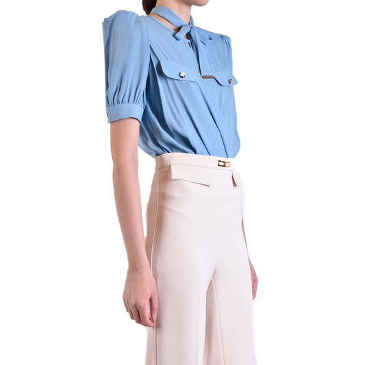 Elisabetta Franchi Women's Light Blue Short-Sleeved Bodysuit - Summer Elegance