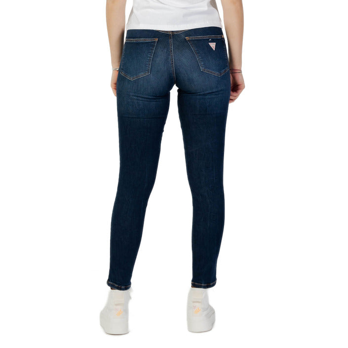 Guess Jeans Donna Blu Monocromo Zip Bottone Tasche Anteriori Posteriori Cotone 70% Poliestere 17% Lyocell 11% Lycra 2% Autunno Inverno W2YA46D4Q03