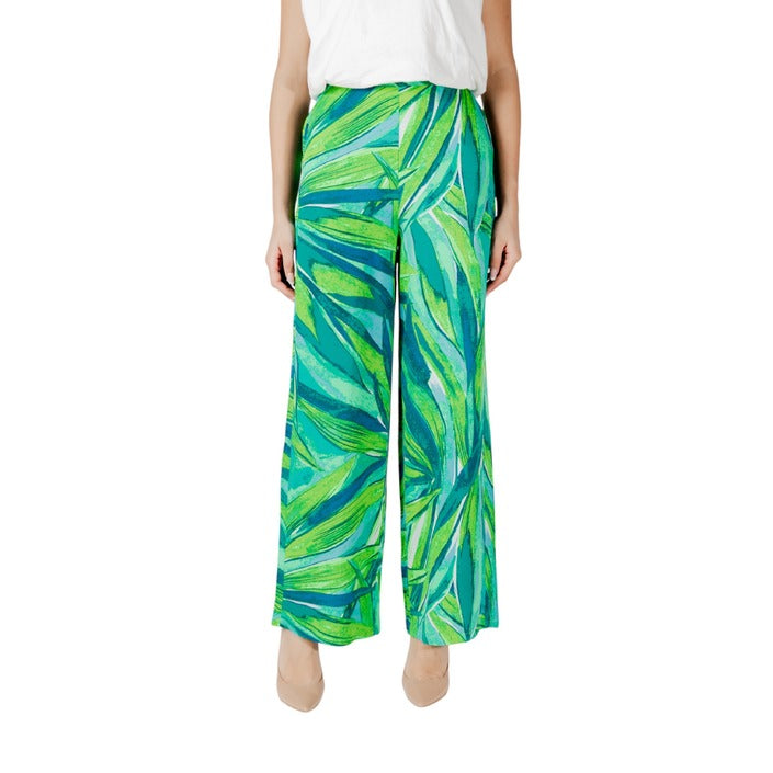 Only Pantaloni Donna Verde Floreale Tasche Anteriori 100% Viscosa Primavera/Estate 15264593