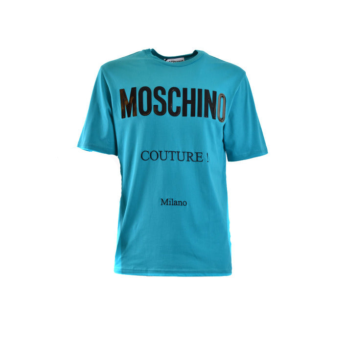 Moschino T-Shirt Uomo Azzurra Stampa Manica Corta Scollo Tondo 100% Cotone Primavera/Estate B_44123
