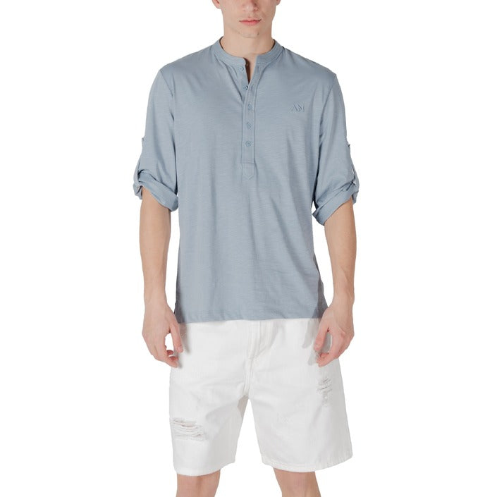 Antony Morato Polo Uomo Verde Bottoni Colletto Coreana Scollo Tondo Maniche 3/4 100% Cotone Primavera/Estate MMKL00334-FA100260