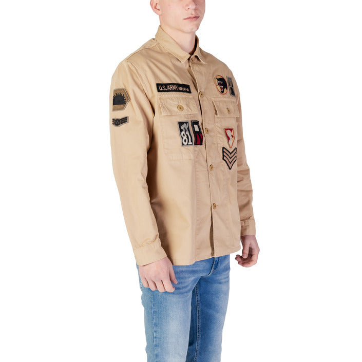 Replay Camicia Uomo Beige Manica Lunga Bottoni Colletto Classico 100% Cotone Primavera/Estate M8445A.000.85172