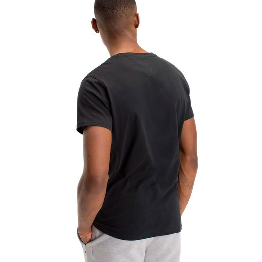 Tommy Hilfiger Jeans T-Shirt Uomo Nera Monocromo Manica Corta Scollo Tondo 100% Cotone Primavera/Estate DM0DM04410