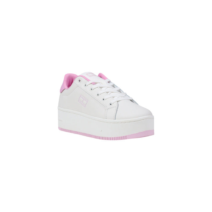 Tommy Hilfiger Jeans Women's Pink Leather Sneakers - Classic American Style
