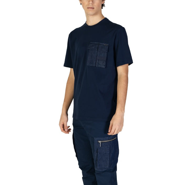 Antony Morato T-Shirt Uomo Blu Monocromo Manica Lunga Scollo Tondo 100% Cotone Autunno/Inverno MMKS02462-FA100239