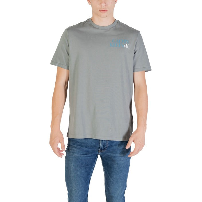 Calvin Klein Jeans T-Shirt Uomo Nera Stampa Manica Corta Scollo Tondo 100% Cotone Primavera/Estate LV04RC844G