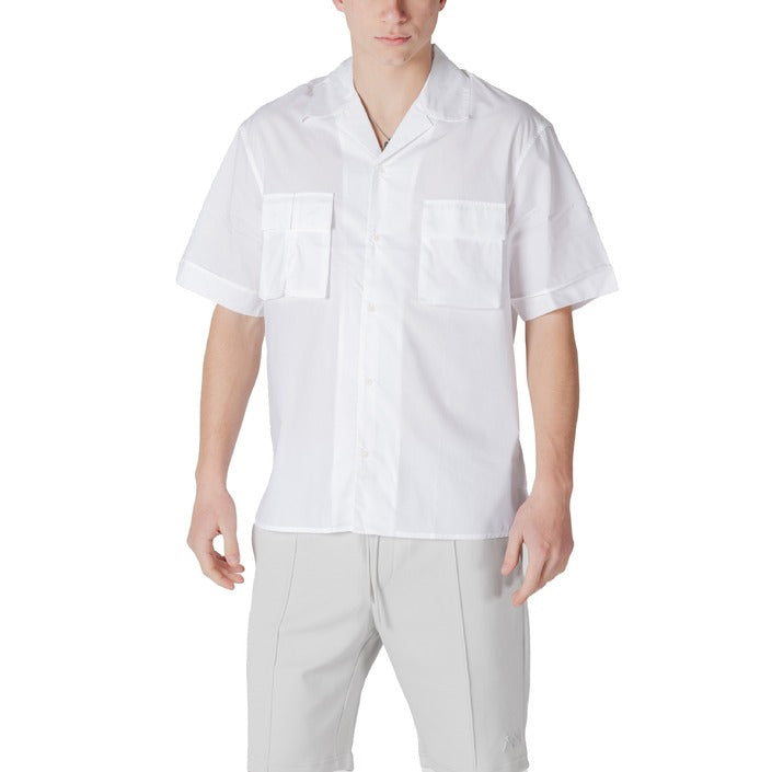 Antony Morato Camicia Uomo Bianco Manica Corta Bottoni Scollo a V Colletto Classico Tasche Anteriori 45% Cotone 55% Lyocell Primavera/Estate MMSS00185-FA400098