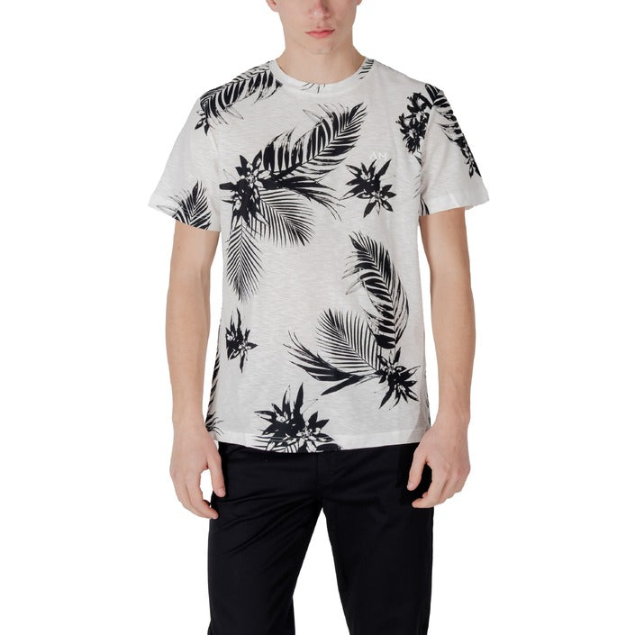 Antony Morato T-Shirt Uomo Bianca Fantasia Floreale Manica Corta Scollo Tondo 100% Cotone Primavera/Estate MMKS02508-FA140283