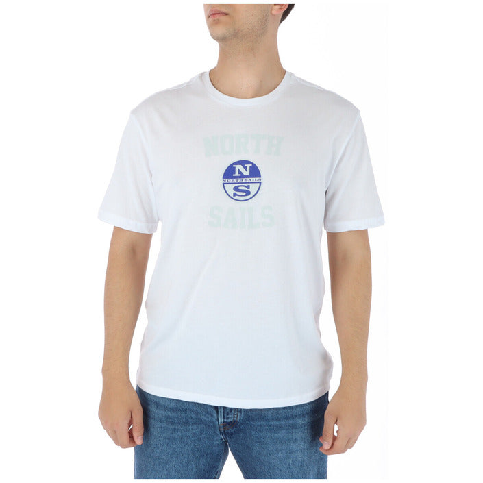 North Sails T-Shirt Uomo Bianca Stampa Manica Corta Scollo Tondo 100% Cotone Primavera/Estate 9024000000101